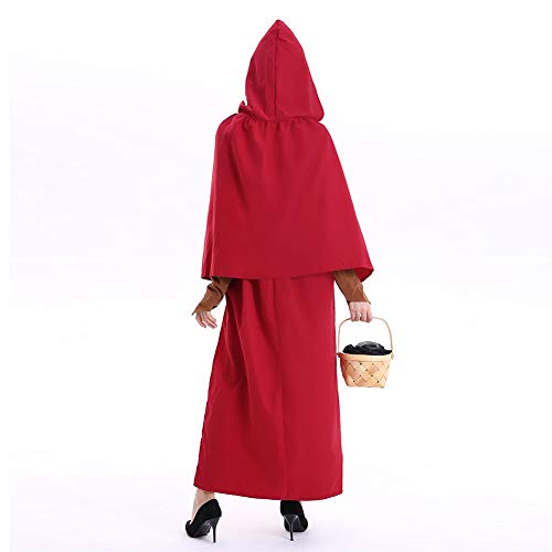 JH&MM Disfraz de Halloween Mujer Cazador del Bosque Vestido de Capa roja Disfraz de Mascarada,S