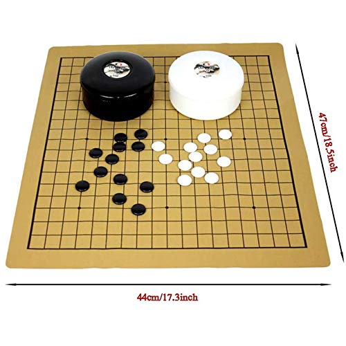 JHSHENGSHI Go Game International Chess Juego de ajedrez Go Bang Juego de sábanas de Cuero de Gamuza Ajedrez Setard Go Juego de ajedrez con Piedras de plástico Reuniones de Desarrollo