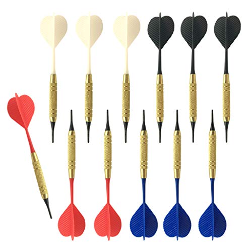 JIACUO 12pcs / Set Dardos de Punta de Nylon Suave PC Eje para Tablero de Dardos de plástico electrónico Barra de Inicio Color Aleatorio