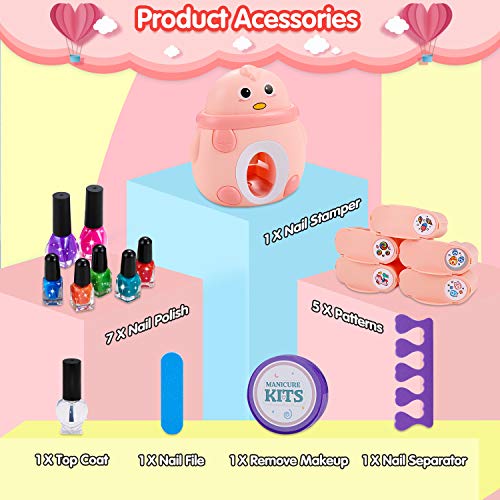 Jojoin Juguete Estampador de Uñas , Set de Maquillaje para Niñas, Kit de Juguete de Máquina de Impresión para Uñas, Pintauñas Niñas con 5 Patrones y 7 Esmaltes de Uñas, Maquillaje Uñas Niñas