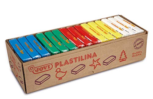 Jovi Caja de plastilina, 15 Pastillas 350 g, básicos, 3 x 5 Colores (72B)