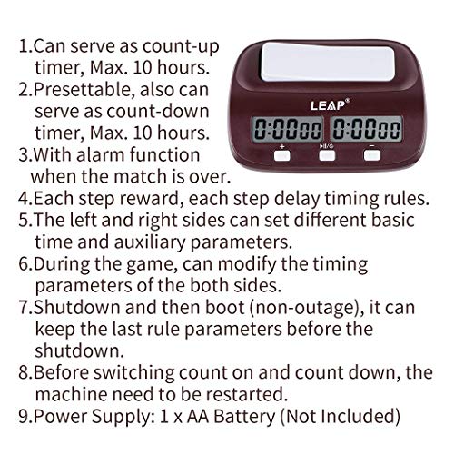 Joyeee Multifuncional Digital Reloj de ajedrez #2, Reloj Digital para Jugar al ajedrez/ Contador de Tiempo/ Temporizador de Cuenta Atrás, Temporizador Profesional de Ajedrez Pantalla de Precisión