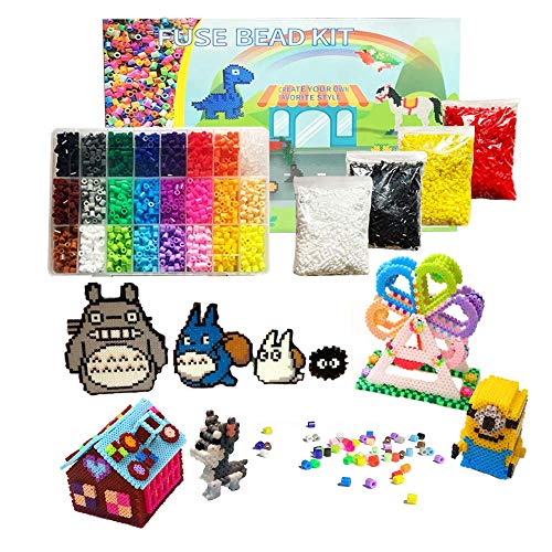 Juego de 12500 cuentas para planchar, 5 mm, 24 colores, regalo para niños, con accesorios y caja de almacenamiento, juego de manualidades para niños y niñas