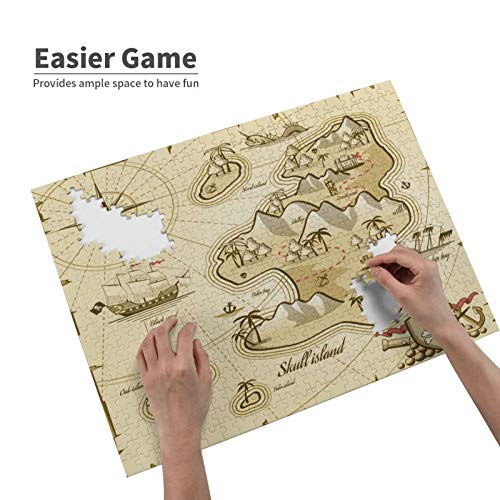 Juego de Puzzle para adultos,Rompecabezas de 500 piezas,juego de rompecabezas de imágenes Pirata,mapa dibujado a mano de Treasure Island divertido juego educativo para niños y adultos de juguete