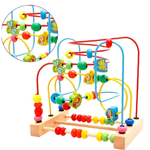 Juguete De Madera Del Grano Por Un Laberinto Del Niño Colorido De La Montaña Rusa De Bolas De Juguete Del Ábaco Alambre De Juguetes Educativos De Bolas Para Los Niños Mayores De 3 Años De Insectos