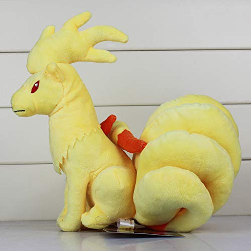 Juguete de Peluche 23 Cm Anime New Sitting Nine Dicks Ninetales Cartoon Toys Animales Yellow Fox Plush Dolls Plush Brinquedo Regalo De Los Niños