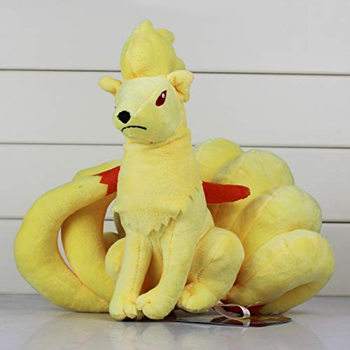 Juguete de Peluche 23 Cm Anime New Sitting Nine Dicks Ninetales Cartoon Toys Animales Yellow Fox Plush Dolls Plush Brinquedo Regalo De Los Niños