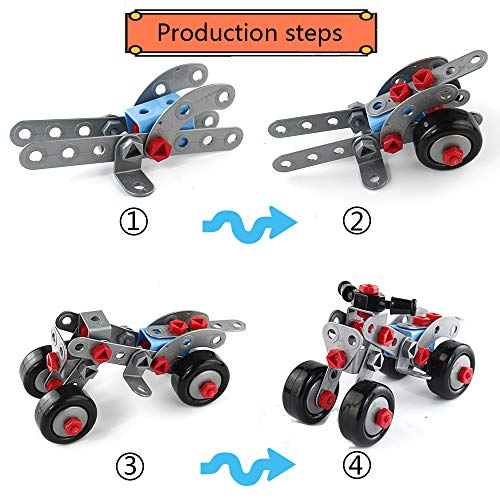 Juguetes Montessori Construcciones para Niños DIY Coches de Juguetes 3D Creativo Bloques de Construcción Juegos de Construccion Juguetes Educativos Niños Niñas 3 4 5 6 Años (113 Piezas)