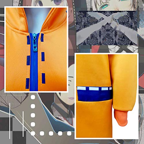 Kakegurui Cosplay Uniforme, Anime japonés Kakegurui Cosplay Yomoduki Runa Costume, Orange Coat Hoodies Disfraz de Cosplay Yumeko Yumemi Yumemite Disfraz de Halloween para mujeres niñas