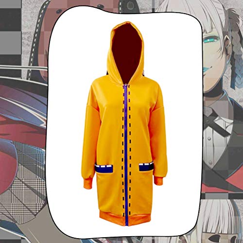 Kakegurui Cosplay Uniforme, Anime japonés Kakegurui Cosplay Yomoduki Runa Costume, Orange Coat Hoodies Disfraz de Cosplay Yumeko Yumemi Yumemite Disfraz de Halloween para mujeres niñas