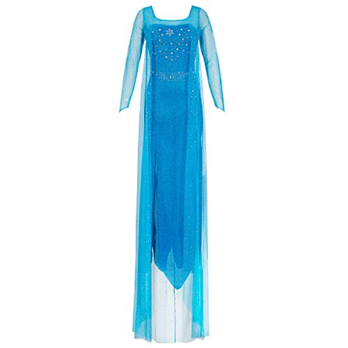 Katara 1768 - Vestido de Princesa Elsa Reina de Hielo - Vestido Elegante, Disfraz de Carnaval, Mujeres, Azul, XXL