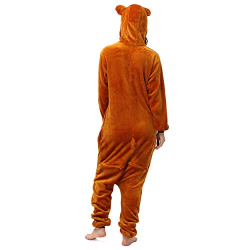 Katara-Kigurumi Pijamas Diferentes Animales y Tamaños, Adultos, Talla 145-155cm, Color Oso marrón Claro, (1744)