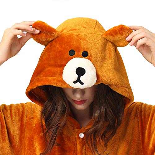 Katara-Kigurumi Pijamas Diferentes Animales y Tamaños, Adultos, Talla 145-155cm, Color Oso marrón Claro, (1744)