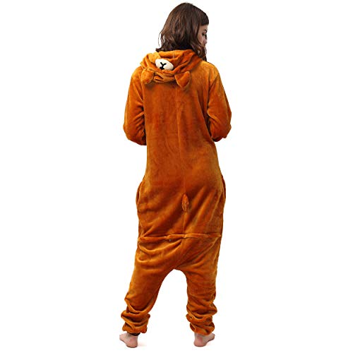 Katara-Kigurumi Pijamas Diferentes Animales y Tamaños, Adultos, Talla 145-155cm, Color Oso marrón Claro, (1744)