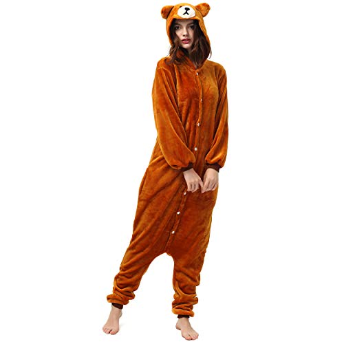 Katara-Kigurumi Pijamas Diferentes Animales y Tamaños, Adultos, Talla 145-155cm, Color Oso marrón Claro, (1744)