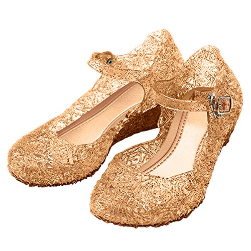 Katara-Zapatos De Princesa Con Cuña Disfraz Niña, color dorado, EU 26 (Tamaño del fabricante: 28) (ES10)