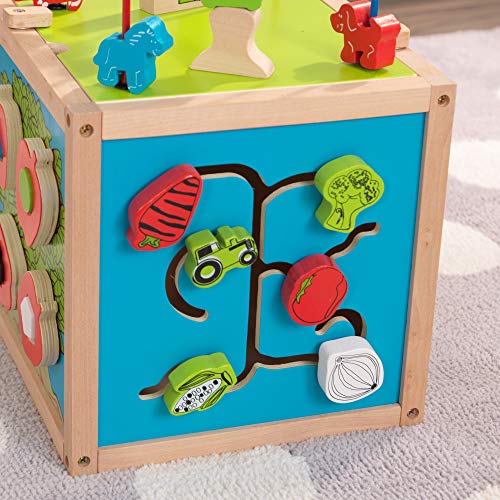 KidKraft 63243 Cubo con laberinto de cuentas de madera para niños, juego educativo para identificar formas, colores, números y letras