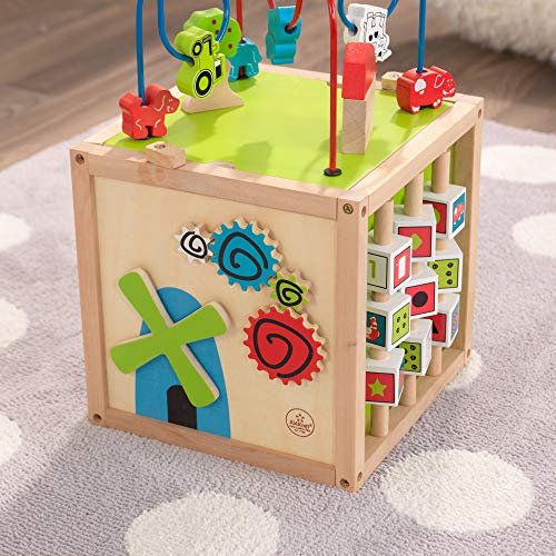 KidKraft 63243 Cubo con laberinto de cuentas de madera para niños, juego educativo para identificar formas, colores, números y letras