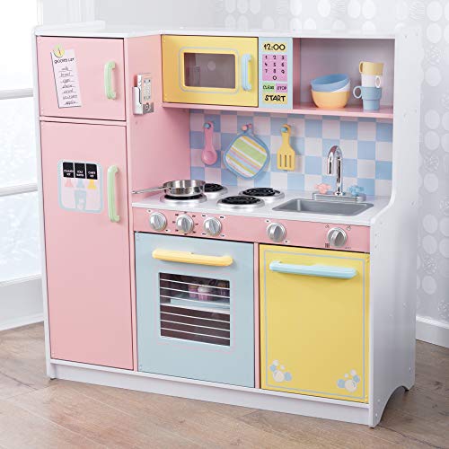 KidKraft- Cocina de juguete de madera, para niños, con accesorios para juegos de dramatización incluidos , Color Pastel (53181)