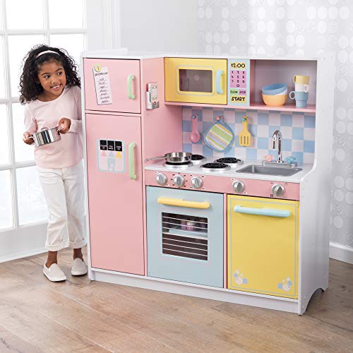 KidKraft- Cocina de juguete de madera, para niños, con accesorios para juegos de dramatización incluidos , Color Pastel (53181)