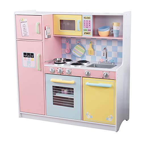 KidKraft- Cocina de juguete de madera, para niños, con accesorios para juegos de dramatización incluidos , Color Pastel (53181)