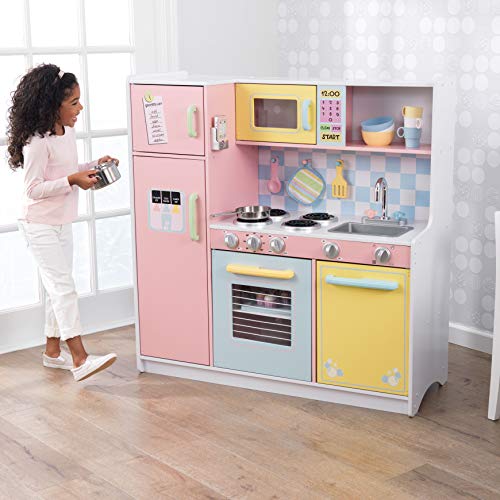 KidKraft- Cocina de juguete de madera, para niños, con accesorios para juegos de dramatización incluidos , Color Pastel (53181)