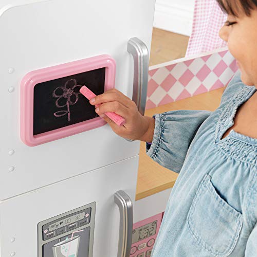 KidKraft- Cocina de juguete de madera para niños con accesorios para juegos de dramatización incluidos Grand Gourmet Corner , Color Rosa y blanco (53185)