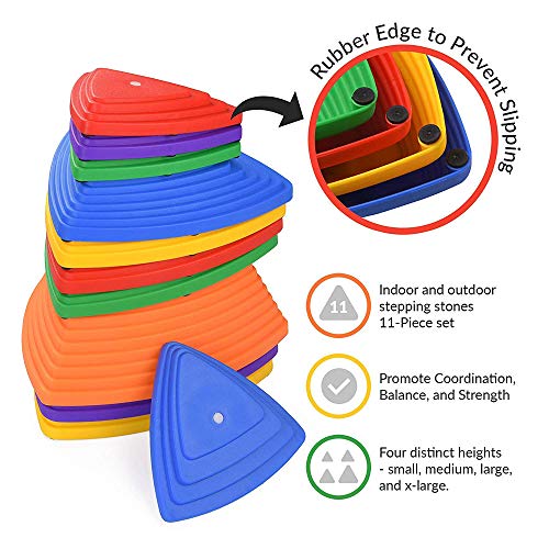 Kids Balance Stepping Stones, Piedras De Río Portátiles con Borde De Goma Antideslizante, Bloques De Ejercicios Para Niños En Interiores Y Exteriores En Romotes Balance, Coordinación De Ni(Color:6PCS)