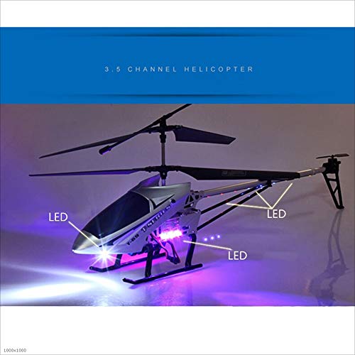 Kikioo 3.5CH Canal Resistencia a Caer Enorme Control Remoto Avión Avión Juguete LED Heli RC Helicóptero Estable Fácil Aprender Buena Operación Helicóptero Regalos Adolescentes Niños Niñas Adultos Vola