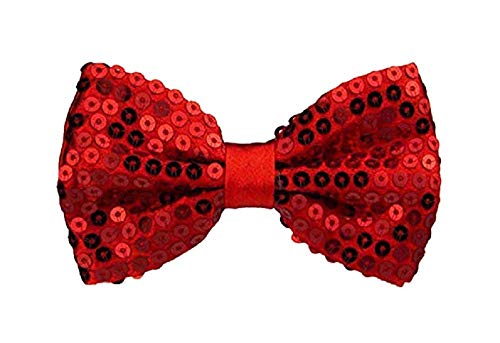 KIRALOVE Pajarita con Lentejuelas - Color Rojo - Fiesta Disfraz Halloween Carnaval Cosplay Accesorios Payaso Clown Papillon Cosplay