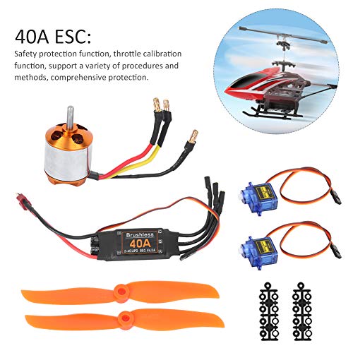 Kit de Helicóptero RC, 40A ESC 2300KV Motor sin Escobillas 9G Micro Servo y Hélice para Helicóptero de Avión RC(2300KV Motor+40A ESC+9G Servo+Propeller)