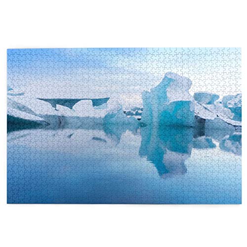 kThrones Rompecabezas de 1000 Piezas,Rompecabezas de imágenes,Blue Icebergs Glacier Lagoon Jokulsarlon Islandia,Juguetes Puzzle for Adultos niños Interesante Juego Juguete Decoración para El Hogar