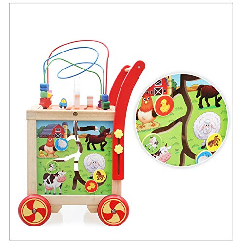 Laberinto De Cuentas Actividad de madera Cubo Juguetes con Bead Maze Bab Shape Sorter ABACUS Bebé Push Push and Pull Learning Walker Juguetes educativos para Baby Kid Gifts El Regalo Ideal Para Los Ni