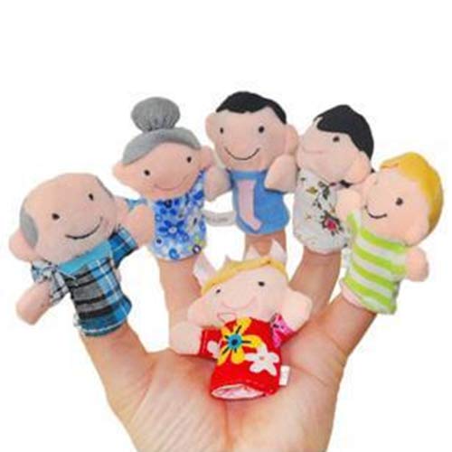 LbojailiAi 6Pcs Family Finger Puppets Toys Baby Kid Plush Cloth Play Game Aprender para Niños Multicolor