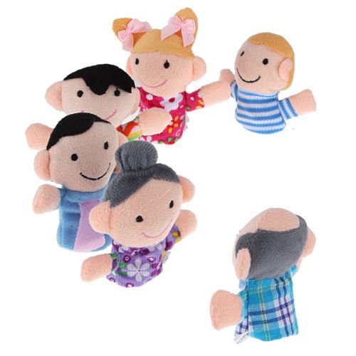 LbojailiAi 6Pcs Family Finger Puppets Toys Baby Kid Plush Cloth Play Game Aprender para Niños Multicolor