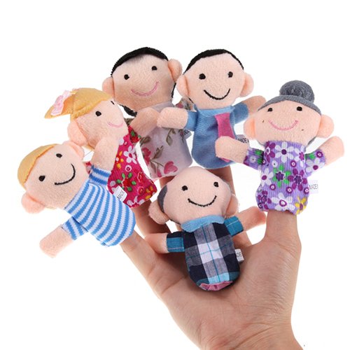 LbojailiAi 6Pcs Family Finger Puppets Toys Baby Kid Plush Cloth Play Game Aprender para Niños Multicolor