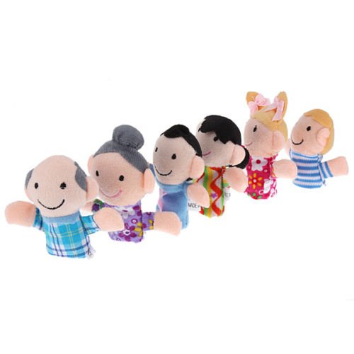 LbojailiAi 6Pcs Family Finger Puppets Toys Baby Kid Plush Cloth Play Game Aprender para Niños Multicolor