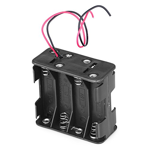 LDTR-DJ004 DIY 12V 8-Slot AA Battery Double Deck / Back To Back Holder Case W / Leads - Negro Módulo