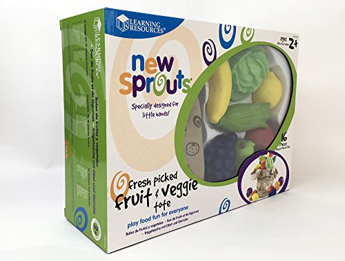 Learning Resources- Bolsa de la Compra con Frutas y Verduras recién recolectadas New Sprouts, Color (LER9722)