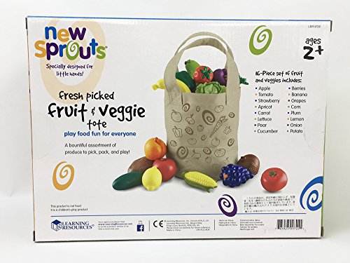 Learning Resources- Bolsa de la Compra con Frutas y Verduras recién recolectadas New Sprouts, Color (LER9722)