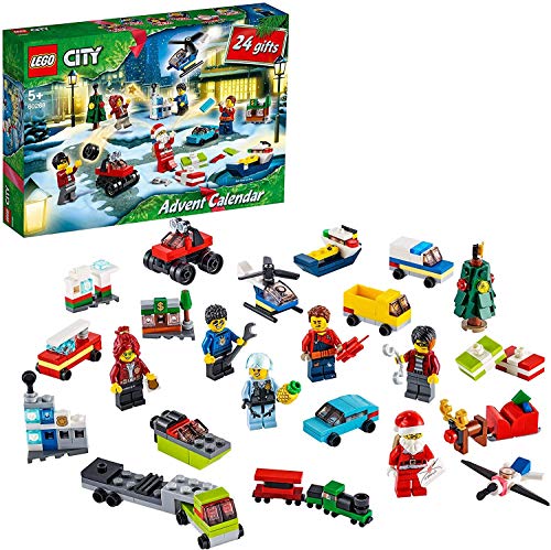 LEGO 60268 City Calendario de Adviento Navidad 2020, Miniset de Contrucción con Microvehículos y Trineo de Papá Noel