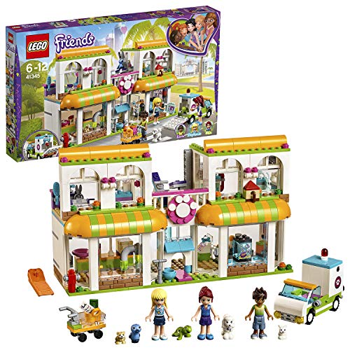 LEGO Friends - Centro de Mascotas de Heartlake City, Juguete con Mini Muñecas para Niñas y Niños de 6 a 12 Años para Recrear Aventuras, Incluye Edificio y Vehículo (41345)