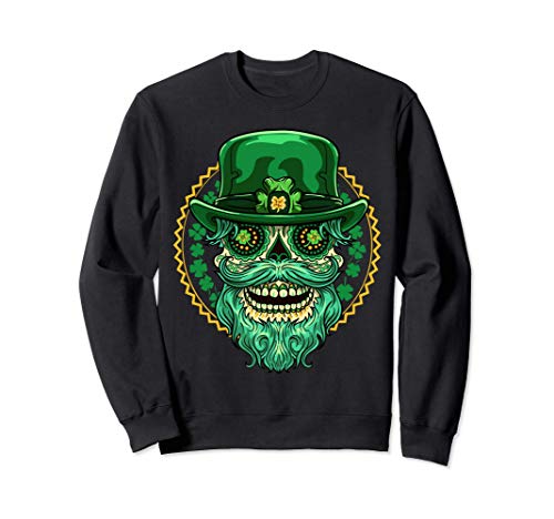 Leprechaun Sugar Skull Día de Muertos de San Patricio Sudadera