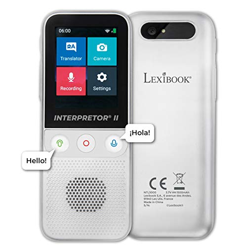 LEXIBOOK- Interpretor 2-Traductor de Voz Instantáneo 137 Idiomas, Fotos, Traducción de Notas, Conversación, Toma de Auriculares, Wi-Fi y sin Conexión