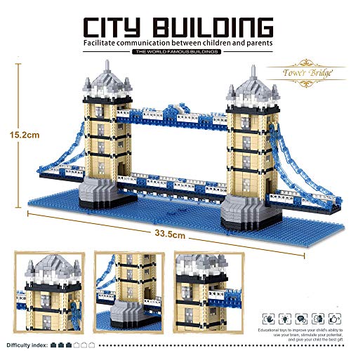 LGOO1 Juguete de plástico para bricolaje, 1936 piezas de bloques de aprendizaje divertidos, juguetes de construcción de puentes gemelos de Londres, juego de ladrillos de partículas pequeñas de micro-d