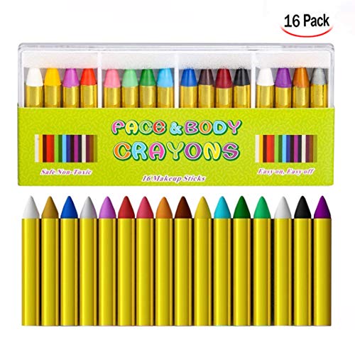 LHKJ 16 Colores Pintura Facial y Corporal para niños, Seguros y no tóxicos Pinturas Cara para Halloween, Fiestas, Navidad, Cosplay ect