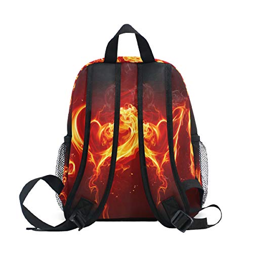 LIANCHENYI Fire Heart Love Word - Mochila escolar unisex para niños y niñas