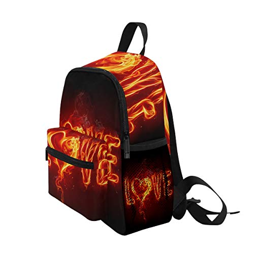 LIANCHENYI Fire Heart Love Word - Mochila escolar unisex para niños y niñas