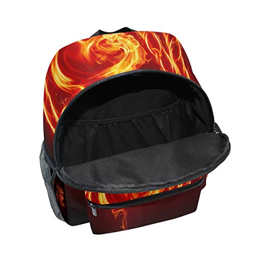 LIANCHENYI Fire Heart Love Word - Mochila escolar unisex para niños y niñas