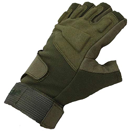 LIBINFAN Guantes Black Hawk Medio Dedo Juego de Campo al Aire Libre Medio Guantes Parkour Guantes para Correr (Negro, Verde, Arena) (Color : Verde, Tamaño : XL)